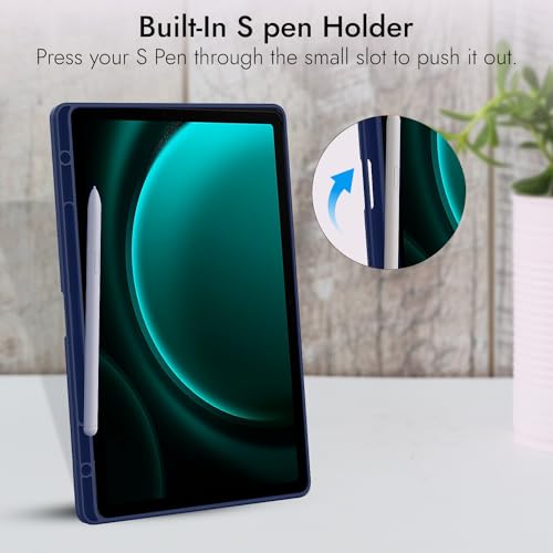 Image of Robustrion Cover for Samsung Galaxy Tab S9 FE+ / Tab S10 Plus /Tab S9 Plus 12.4 inch Cover Case with [S Pen Holder] for Samsung Tab S9 FE Plus / S9+ / S10+ Tablet Cover [Auto Sleep /Wake] - Navy