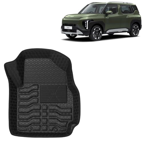 Image of Kingsway Accessories Premium 4.5D Car Floor Mats Only Compatible with Kia Syros (Year 2025 Onwards) All Model, Set 3 Pcs, 100% Waterproof Tray Shape PVC Foot Mats | Black | 1 Year Warranty
