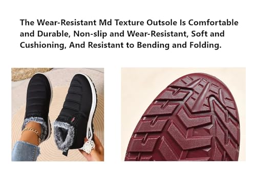 Women's Warm Sheepskin-Lined Boots Ladies Winter Ankle Slip on Short Snow Fur Lined Boots Comfortable Waterproof Orthopedic Walking Fur Fuzzy Thermal Soft Booties Wide Warm Arch Support Shoes3