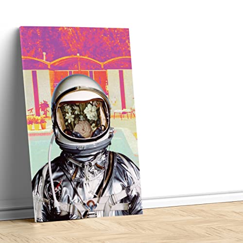 Tableau astronaute florale vintage toile imprimee 60x92cm - 4