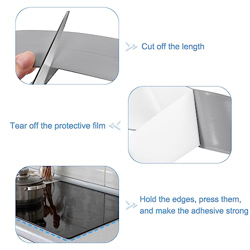 Image of uxcell Waterproof Seal Caulk Strip Tape Self Adhesive, 1pcs 10.5 Ft L x 1.5 inch W PVC Sealing Tape Caulking Tape for Kitchen Countertop, Bathroom, Toilet, Bathtub Floor Wall Corner, Grey