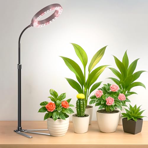 YEOLEH Plant Light for Indoor Growing Plants 6000K Full Spectrum LED Grow Lamp with Dimmable & Auto Timer