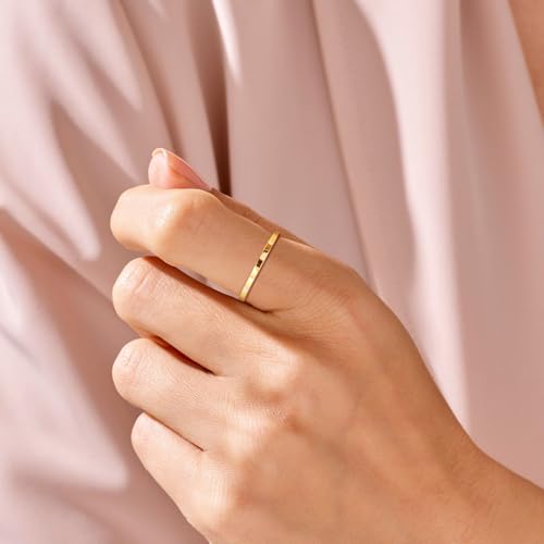 TRUMIUM 2mm 4mm 6mm Tungsten Rings for Women Men's Wedding Bands Gold Plated Beveled Edges Flat High Polished Comfort Fit Size 5-144