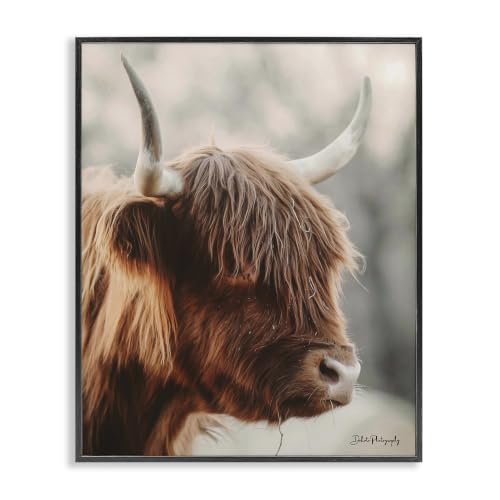 Calm Highland Cow Portrait Farmhouse, 16 x 20 Inch Framed Giclée Print