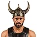 Farochy Viking Helmet with Horns for Adult, Medieval Viking Costume Viking Accessories Plastic Viking Hat for Halloween Cosplay (Bronze)