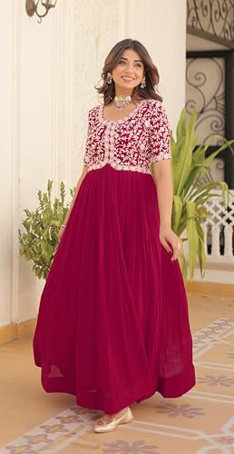 Image of Fashion Basket Georgette Embroidered Anarkali Gown for Women