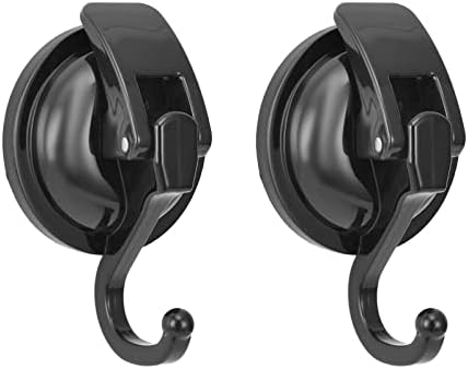 Khdrvok Heavy Duty Vacuum Wreath Cup Hook, Easy to Install and Remove,Black- Plated Plished Super Suction for Kitchen，Bathroom and Restroom,2Pack