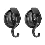 Mnixy Heavy Duty Vacuum Suction Cup Hooks Powerful Suction Cup Hooks Wreath Hanger for Bathroom and Restroom Shower,Easy to Install and Removable (Black, 2Pack)