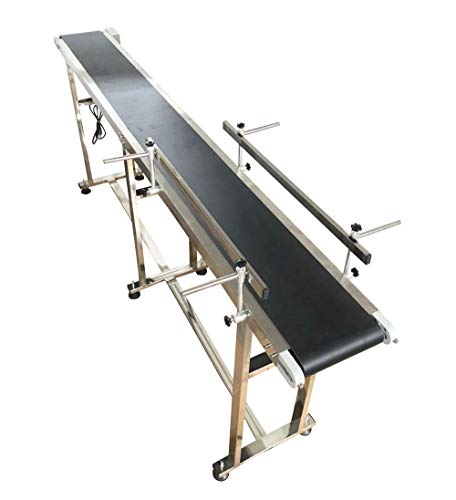 image for INTBUYING 82.6x7.8Inch PVC Belt Conveyor Long with Double Guardrails C