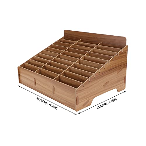 1 Mobile Phone Storage Box Wooden Business Card Holder Wooden Lock Box Remote Control Holder Desktop Storage Box Multi-Grid Phone Box for Classroom Supplies Paper Clip - Image 2