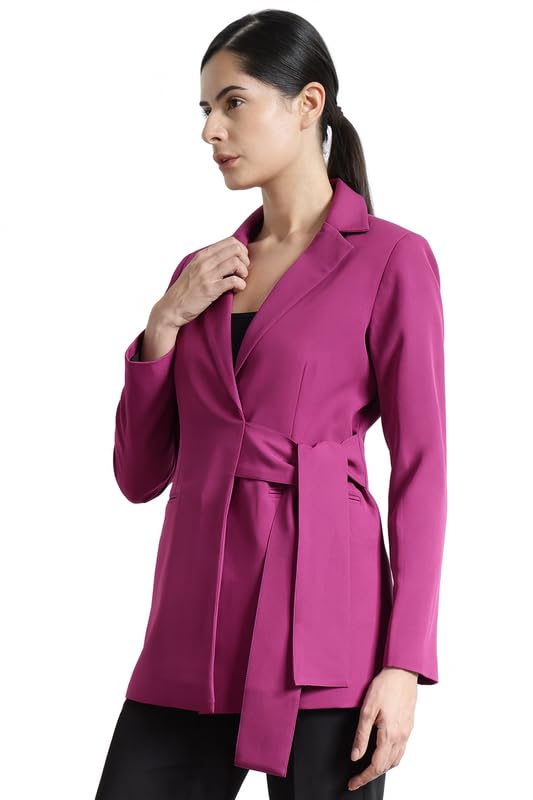 fablestreet Women's Double Breasted Blazer - Purple-picture-11