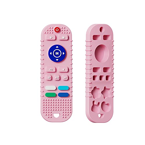 Image of Baby Teething Toys, TV Remote Control Shape Teether Toy for 6+ Months Babies Silicone Sensory BPA Free Soft Baby Chewing Molar Toy (Pink-1Pack)