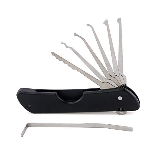 Loboo Idea Draagbare Opvouwbare Snelle Opener Lockpick Tool, Jackknife Single Hook Picks Slotenmaker Tool, RVS 7-in-1 Vouwen Multitool met Veilig