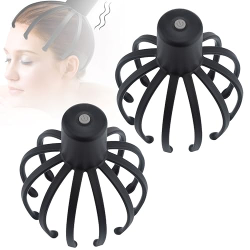 Octopus Head Massager Scalp, 2025 Neu Elektrisches Kopfmassagegerät, Kopfmassage Spinne mit 12 Fingern Kopfhaut-Massagegerät Massagespinne Elektrischer Kopfkrauler Kopfkratzer für Entspannung (2PC)