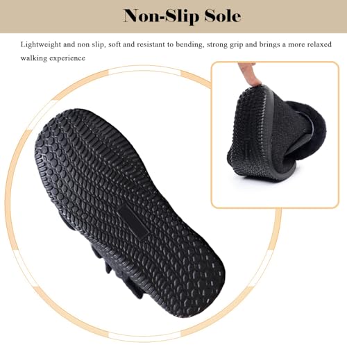 Diabetic Slippers for Women, Adjustable Extra Wide Walking Boots, Warm Fuzzy Memory Foam Edema Footwear for Swollen Feet, Foot Pain4
