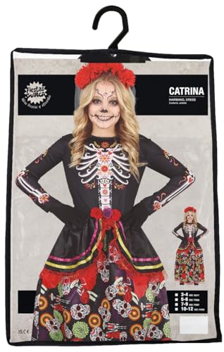 Miniatura 4 de Fiestas Guirca Disfraz De La Catrina - Vestido Largo Elegante Y Diadema Con Flores Para Niñas De 7-9 Años