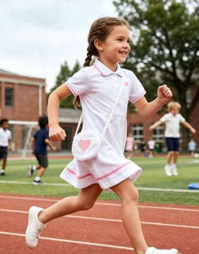 Move Dance Little Girls Sporty Dress Size 5-6 White Sundress with Bag - image 3
