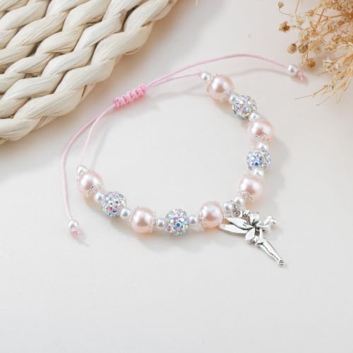 ARHTF Tooth Fairy Bracelet, First Lost Tooth Gift, Tooth Fairy Jewelry, Tooth Fairy Letter Tooth Fairy Gifts for Little Girls,Daughter,Granddaughter (Pink Tooth Fairy gift)