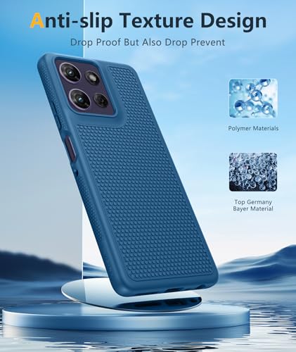 Image of FNTCASE for Moto G-Power 2026 Case: Motorola Moto G Power 2025 Case 14FT Military Grade Drop Protection with Screen Protector Shockproof Anti-Slip Sweat-Resistant Matte TPU Daily Phone Cover (Blue)