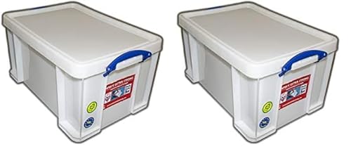 Really Useful Box Plastic Storage 48 Litre White Strong (Pack of 2)