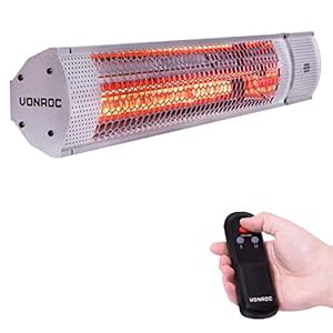 VONROC Heater Marsili 2000W – 2 Warmteniveaus – Zilver – Lowglare element – Met afstandsbediening