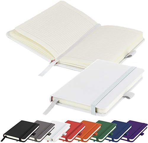 A6 Notebook New Small Pocket Hardback Lined Journal Notepad Note Book Pad with Pen Loop, 196 Page, Elastic Closure and Ribbon Marker Notepad Note Book Notes Pad (Black)