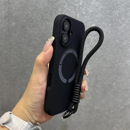 Protection silicone liquide iPhone 13 Pro Max noir dragonne antichoc