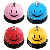 GOEDCH 4 campanelle da tavolo: Campanello da tavolo in metallo con campanello croccante, 4 colori, campanello da chiamata, campanello da tavolo, campanello da reception, per ristoranti, hotel, bar