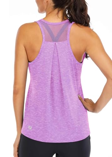Image of ICTIVE Workout Tops for Women Loose Fit Racerback Mesh Backless Muscle Tank Running Shirts