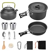 G4Free Camping Kookgerei Pan Waterkoker Wandelen Outdoor Koken Picknick Bestek Lepel Vork Karabijnhaak met...
