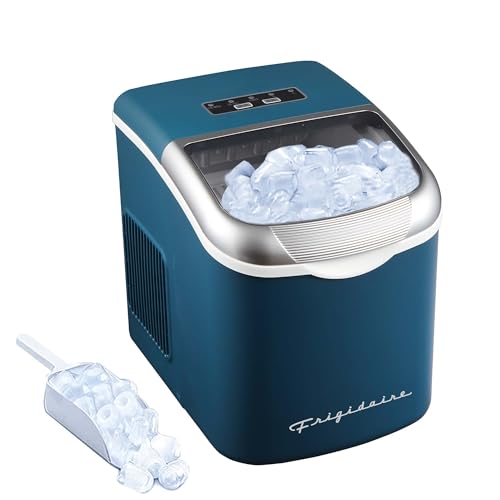 FRIGIDAIRE Retro Compact Ice Maker Machine, Bullet Ice, 26 lb per Day (Navy)