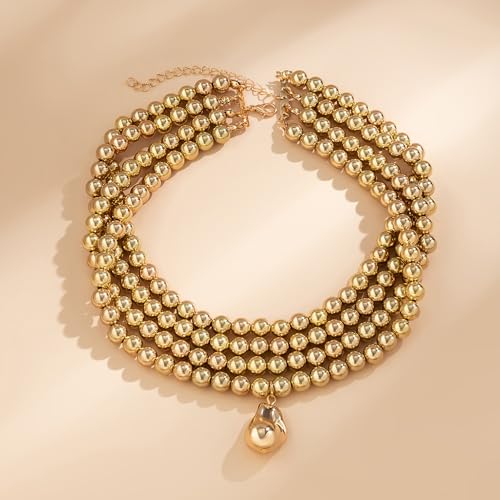 4 Tier Boho Women Multilayer 1920s Necklace Chunky Dainty Beads Layered Choker Necklaces Handmade Beads Fashion Chunky Pendant Multilayer Adjustable Layering Chain Necklaces for Women4