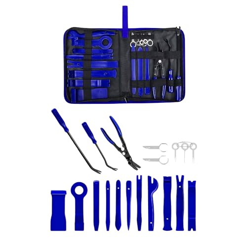 Outils de retrait de garniture voiture : lot de 19 pièces de démontage auto bleu avec sac