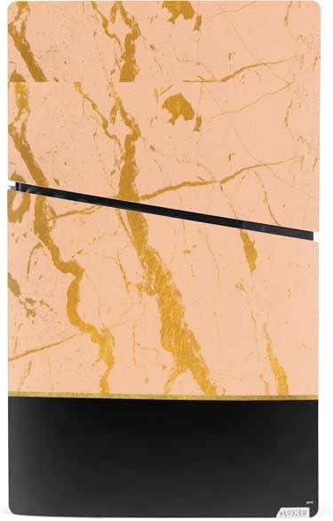 Skinit Decal Gaming Skin Compatible with PS5 Slim Digital Edition Console - Pink Gold and Black Marble Design
