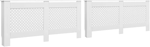 Vista 30 de Estante rectangular moderno blanco del gabinete de la cubierta del radiador, 44.1"x7.5"x32.1", sala de estar, independiente