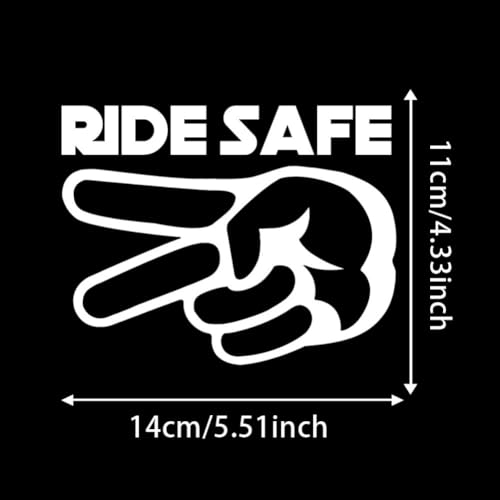 Image of 2PCS Ride Safe 2 Fingers Down Vinyl Decal 5.51 inchx4.31 inch for Motorcycles, Cars, Windows - Biker Respect Design, Waterproof & Durable Car Decal Sticker | #AZ79 (White)