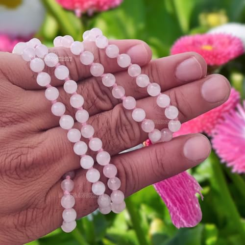 Image of Apnisanskriti Premium Rose Quartz Stone Mala for Men and Women (6mm, AAA Quality, Lab Certified, 108+1) - Natural Stone Beads Mala - Pink Colour - Pack of 1