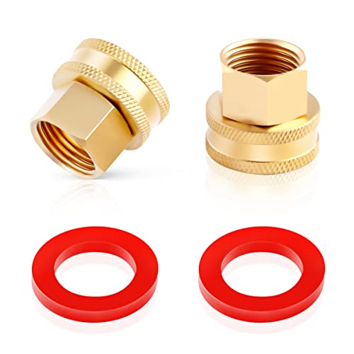 Litorange 2 Pack Lead-Free Brass Garden Hose Threaded 3/4 GHT to 1/2 NPT Fitting Connect Green Thumb Quick Swivel Connector Adapter Double Female Thread 3/4 x 1/2 NPT Pipe