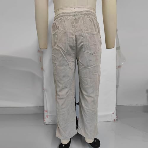 Men's Corduroy Sweatpants Fall Casual Drawstring Waist Straight Leg Baggy Pants Comfort Loose Athletic Pants4