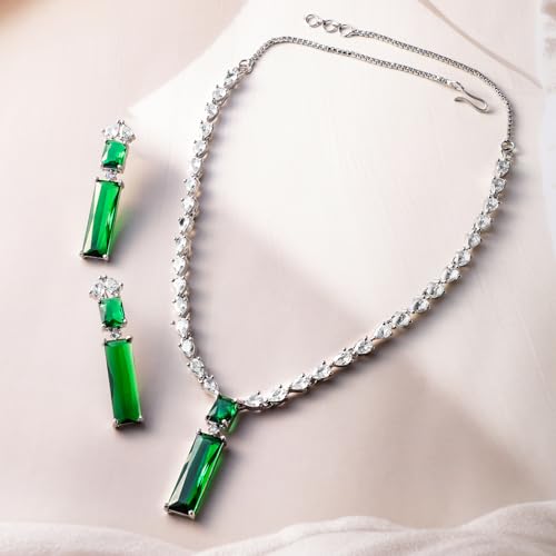 Image of Rubans Necklace Set American Diamond Zirconia Jewellery Gift for Women & Girls