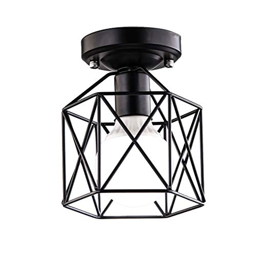 Plafonnier industriel vintage cage carrée noir pour une cuisine rétro