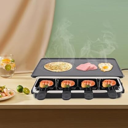 1300W Elektrischer Tischgrill aus Metall mit 8 Kleinen Backblechen, Einstellbaren Temperatur Elektrogrill BBQ Grill mit Antihaftbeschichtung, Schwarz Tischgrill für Balkon Indoor Party – Bild 8