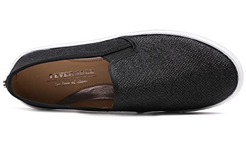 Image of FEVERSOLE Women's Fashion Shiny Soft Slip On Sneaker Sparkle Casual Comfort Loafers