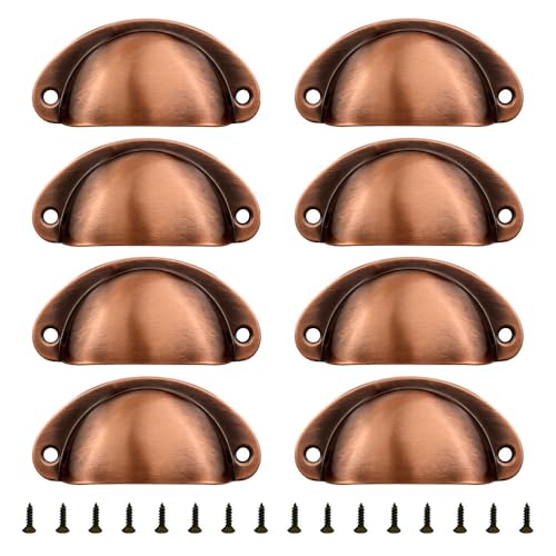 ONEBO 8 pièces Poignée Coquille Rétro, Tiroir Poignée, Poignee de Meuble Vintage Bouton de Porte Décoration Rétro Bouton de Porte de Placard, pour...