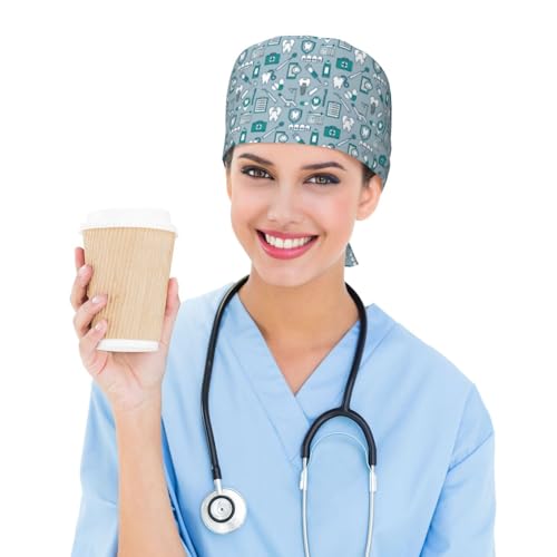 Image of Surgical Caps Men Women, Scrub Cap with Sweatband Adjustable