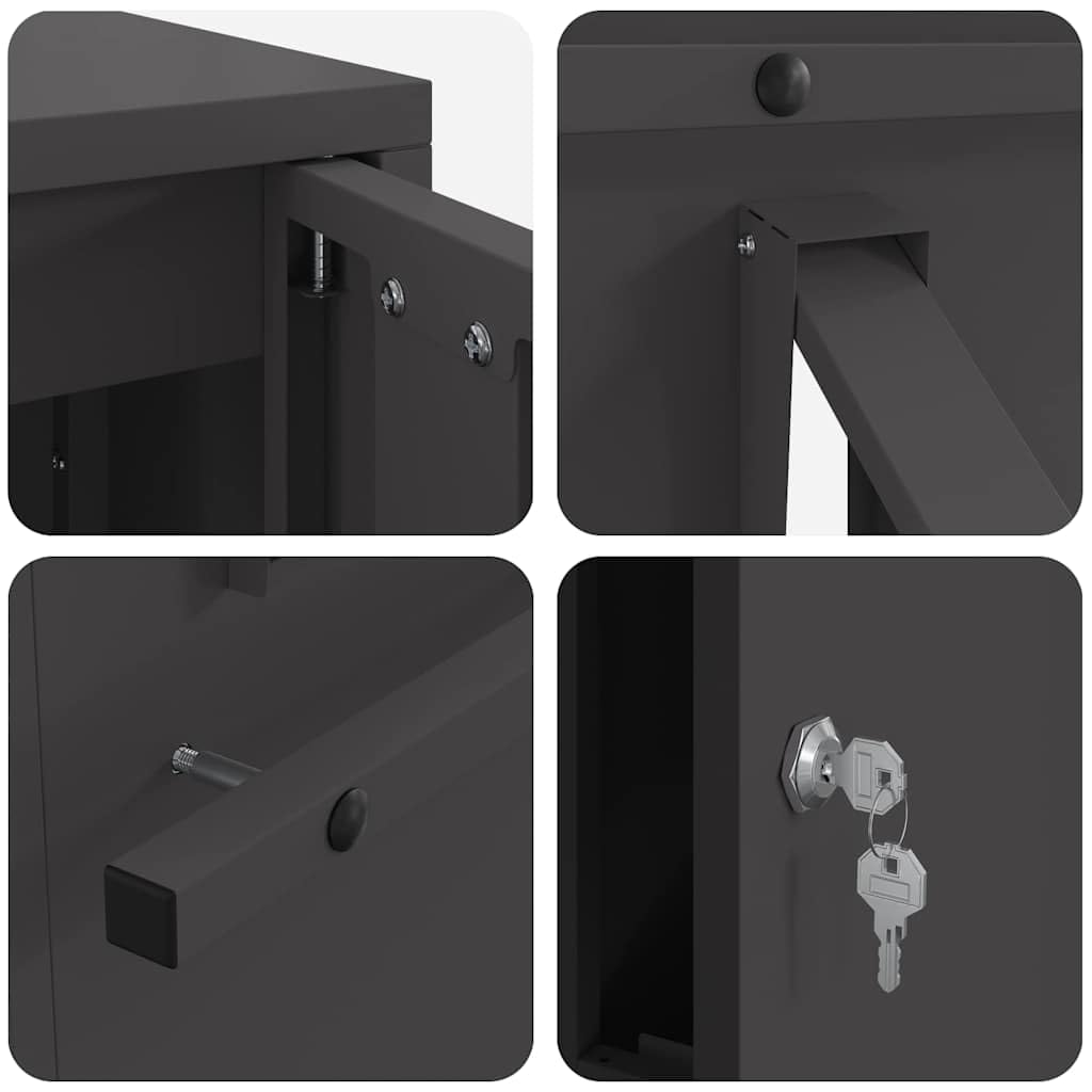 vidaXL Buzón con Almacenamiento con Puerta Negro 30 x 20 x 55 cm Acero