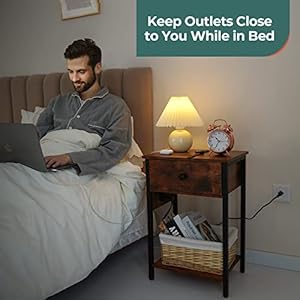 Yooburenightstandwithchargingstationsidetableendtablewithlargedrawerandstorageshelfbedsidetablenightstandwithusbportsoutletsrusticbedsidetablesforbedroomlivingroom Urban Country Home Decor Yoobure nightstand with charging station side table end table with large drawer and storage shelf bed side tablenight stand with usb ports outlets rustic bedside tables for bedroom living room urban country home decor