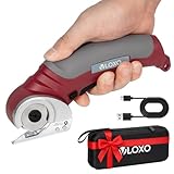 VLOXO Cardboard Cutter, Cordless Electric Scissors with Safety Lock, 4.2V Electric Box Cutter Multi-Cutting Tools, Rechargeable Powerful Scissors for Carpet Leather Felt with Storage Box
