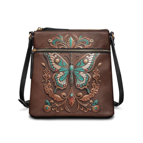 Image of Leather Women Crossbody Hobo Bag Satchel Purse Handbag with Adjustable Shoulder Strap and Zipper Pockets