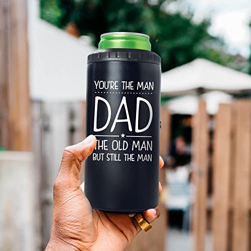Image of SANDJEST 4-in-1 Dad Tumbler Gifts for Dad from Daughter Son - 12oz Funny Old Man Dad Can Cooler Tumblers Cup - Stainless Steel Insulated Cans Coozie Christmas, Birthday, Father's Day Gift